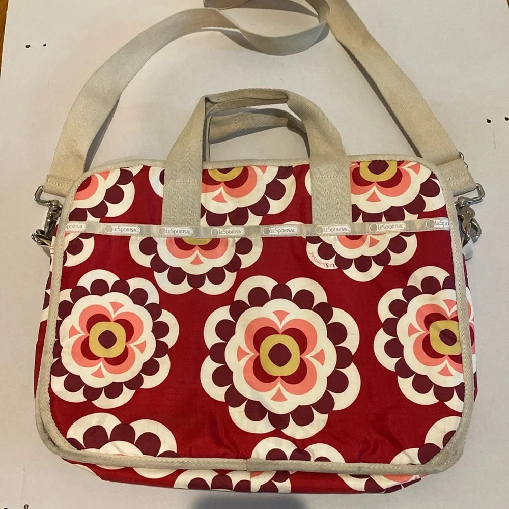Le Sportsac Laptop Carryall Bag in modern floral design.